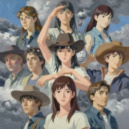 painting of a girl in the style of cowboy bebop, calm, fantasy character portrait, dynamic pose, above view, sunny day, thunder clouds in the sky, artwork by jeremy lipkin and giuseppe dangelico pino and michael garmash and rob rey and greg manchess and huang guangjian and makoto shinkai, very coherent asymmetrical artwork, sharp edges, perfect face, simple form, 1 0 0 mm