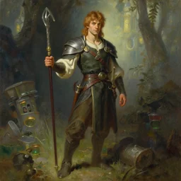 attractive male, fantasy, dnd, character design, painting by jean giraud, greg rutkowski, carl larsson