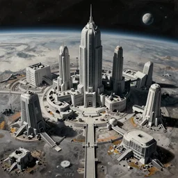 Space city ruins from outer space, matte painting by Simon Stålenhag, featured in artstation, octane render, cinematic, elegant, intricate, 8k,