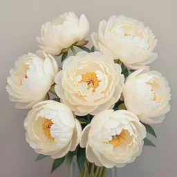 beautiful cluster of cream and ivory flowers, peonies, by james jean, pastel colors