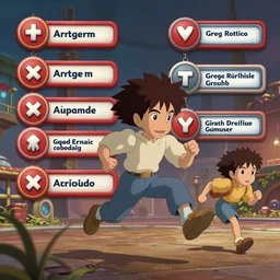 game comands, directional to move, press x to jump and y to run, studio ghibli, pixar and disney animation, sharp, rendered in unreal engine 5, highly detailed, digital painting, artstation, concept art,, smooth, sharp focus, illustration, wide angle, artbook, wallpaper, splash art, promo art, dramatic lighting, art by artgerm and greg rutkowski and bo chen and jin xiaodi