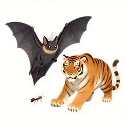 a bat combined with a tiger combined with an ant