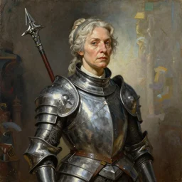 A beautiful oil painting of a pretty old lady in armor  by Lucas Graciano, Frank Frazetta, Greg Rutkowski, Boris Vallejo, epic, fantasy, character art, high fantasy