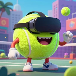 a tennis ball monster, VR Goggles, VR Glasses, virtual reality, tennis ball, urban, hip hop, rap, colorful, digital art, fantasy, magic, trending on artstation, ultra detailed, professional illustration by Basil Gogos