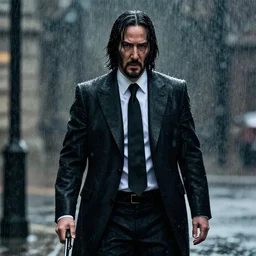 john wick in the rain, cinematic photography, 8k
