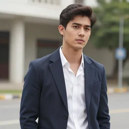 outdoor medium shot of a very very very very extremely handsome!!! good looking young man in 2 0 2 2!! with the face of jose rizal wearing stylish modern!! clothes photo taken in 2 0 2 2, 3 5 mm f 1. 4 digital color photography