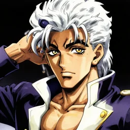 Albert Einstein in Jojo\'s Bizarre Adventure, character art, Hirohiko Araki, masterpiece, beautiful, clean lines, dramatic pose, artstation, high detail face, high resolution scan, Hirohiko Araki, Hirohiko Araki, masterpiece