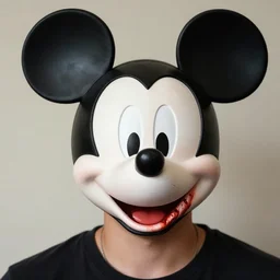 a guy wearing a Mickey Mouse mask with blood on it realistic picture-n2
