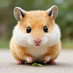 hamster mascot costume sniffing at the camera