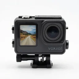 voxel action camera, high detail macro photography, isolated on a pure white background, centered, entire object in frame, sharp focus, soft studio lighting
