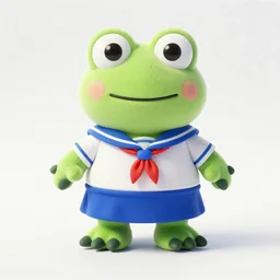 cute plushie frog wearing a sailor suit, studio photography,