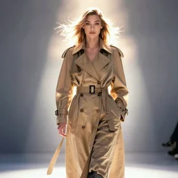 gigi hadid wearing fashionable trench coat, volumetric lighting, conrad roset, jesper ejsing, artgerm, artstation, halo of light