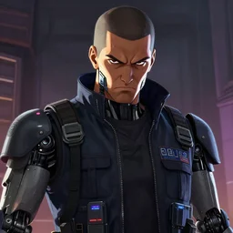 close - up portrait of an angry cyberpunk prison guard guard robot, dark fantasy art, gta 5 cover, official fanart behance hd artstation by jesper ejsing, by rhads, makoto shinkai and lois van baarle, ilya kuvshinov, ossdraws