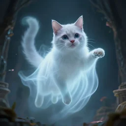 epic professional digital art of!!! invisible!!! schrodinger's cat, floating, ghost cat, ghost cat, floating, invisible, detailed, stunning, wow, mysterious, gorgeous, epic, artstation, cgsociety