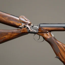 photo side view of a high end gun design vintage hunting wood exotic octopus design