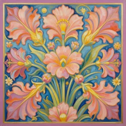 psychedelic floral art nouveau, super resolution, oil painting