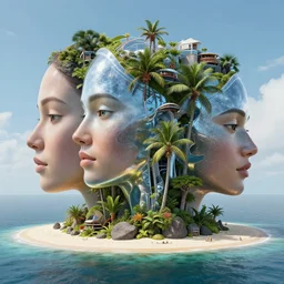 futuristic bali island in the year 2 0 5 0, perfect faces