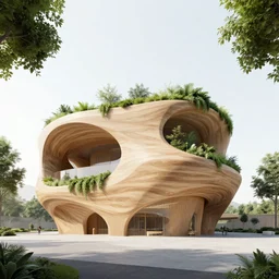 archviz, building, wood, green, organic design, zaha hadid, white, render