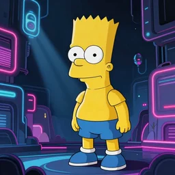 bart simpson nightmare by beksinski and tristan eaton, neon trimmed beautiful dystopian digital art