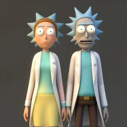 rick and morty, au naturel, hyper detailed, digital art, trending in artstation, cinematic lighting, studio quality, smooth render, unreal engine 5 rendered, octane rendered