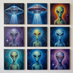 My paintings. UFO, ancient aliens, anunnaki, etc. Oil and acrylic on canvas
