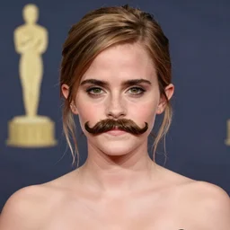 Emma Watson with an epic moustache, award-winning photo