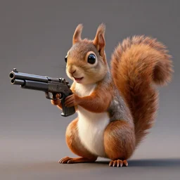 a squirrel with a gun, trending on artstation, 8 k, octane render, detailed lighting, high quality render, aesthetic, unreal engine