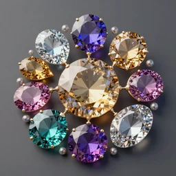 complex 3 d render of a beautiful, material study, colorful gemstones, detailed, 4 k