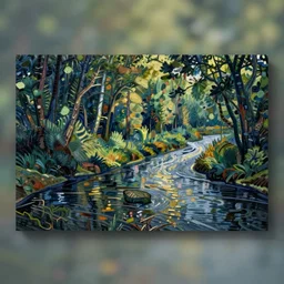 landscape, river, forest, van gogh painting