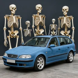 denim blue a4 b6 Avant (2006) made out of assorted skeletons