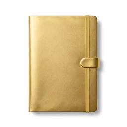 golden sketchbook, 8k product photo, isolated on a pure white background, centered, entire object in frame, sharp focus, soft studio lighting