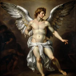 A extremely beautiful highly detailed majestic angelic beautiful painting of lucifer by Michelangelo Merisi da Caravaggio,