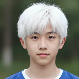 a young man of just 14 with Snow White white white white!!! hair and glowing green eyes who can walk through walls, disappear, and fly. Ruan Jia. Alayna Danner