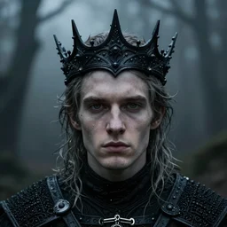 the portrait of hunter schafer in black wax crown by robert richardson, dark fantasy, witcher, award winning photo, vogue photography, anamorphic lens, masterpiece, 8 k