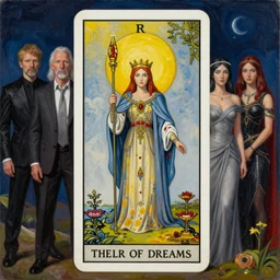 tarot card of the queen of dreams by carol bak, jacek yerka, dan mumford, alex gray, victo ngai and h.r. giger, oil on canvas, 8k highly professionally detailed, HDR, trending on artstation