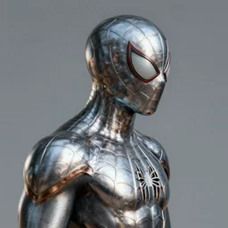a portrait of metallic spiderman, side profile, marvel, sci-fi, elegant, sinister, muscular, highly detailed, digital painting, artstation, concept art, smooth, sharp focus, illustration