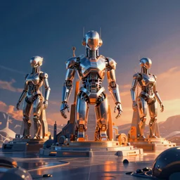 cybernetic wonderland, artstation, raytracing, unreal engine, blue, orange
