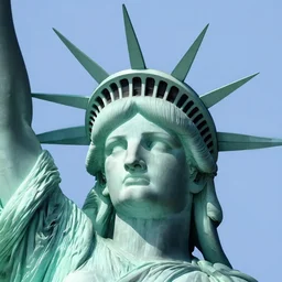 statue of libertys head sideways with crown is broken off