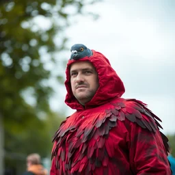man in a pigeon costume