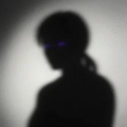 a black human shadow with purple eyes