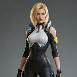 beautiful blonde cyberpunk female in bodysuit, Cyberpunk 2077 concept art, by Stanley Artgerm Lau, WLOP, Rossdraws, James Jean, Andrei Riabovitchev, Marc Simonetti, and Sakimichan, trending on artstation