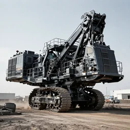 bagger 2 8 8 strip mining machine, black and chrome, massive scale, infinite detail, by simon bisley
