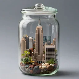 glass jar terrarium with new york city inside of it, digital art, trending on art station