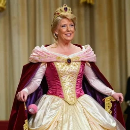 donald trump wearing the clothes of a disney princess, regal, photograph in the style of annie leibowitz, nikon, photorealistic