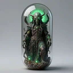 cthulhu in culture capsule, bio chemical illustration, hyperealistic detailed photography, divinity, awful, religious art, sci - fi, green light