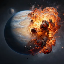 planets : : exploding : : colliding in space realistic brutal hateful awe shock terror