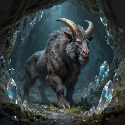 a minotaur in a small crystal cave fantasy artwork epic detailed and intricate digital painting trending on artstation by wlop octane render