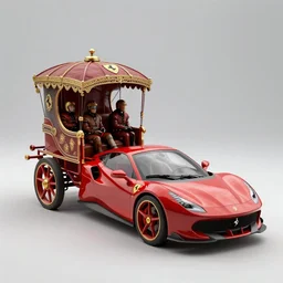digital artwork of a medieval tracted chariot built by ferrari, inspirated by ferrari's trending on artstation
