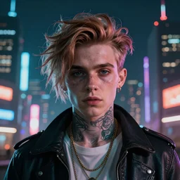 portrait of grimes, from music video we appreciate power, mega city skylight, cyberpunk, 8 k, very detailed, photo realism, artstation, art by helena fantasy art