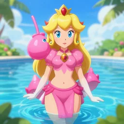 Princess Peach bathing suite swimming, trending on ArtStation